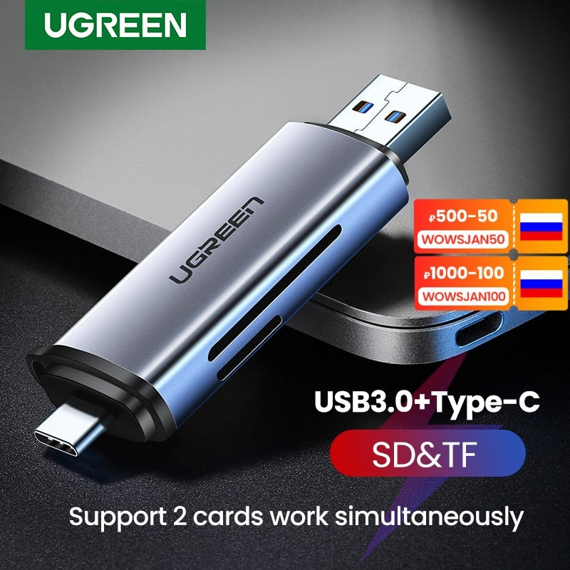 UGREEN Card Reader USB 3.0&amp;Type C to SD Micro SD TF Card Reader for PC Laptop Accessories Smart Memory Cardreader SD Card Reader