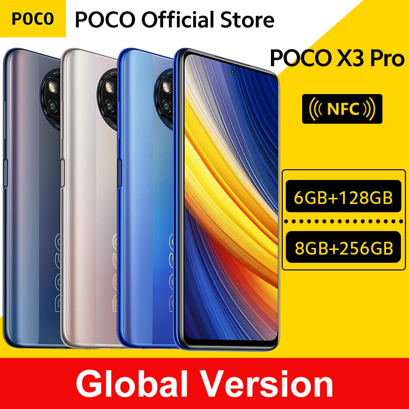 Global Version POCO X3 Pro 128GB / 256GB Snapdragon 860 Smartphone NFC 6.67” 120Hz DotDisplay 5160mAh 33W Charge Quad Camera