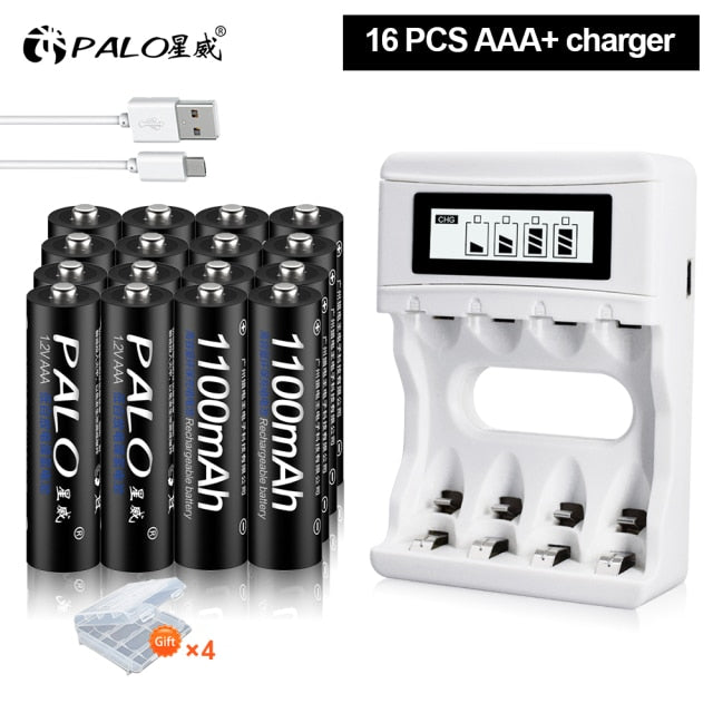 PALO 4-16Pcs 1100mAh AAA Rechargeable Battery 1.2V Ni-MH AAA Battery Rechargeable 3A Batteries Battery Rechargeable aaa Battey