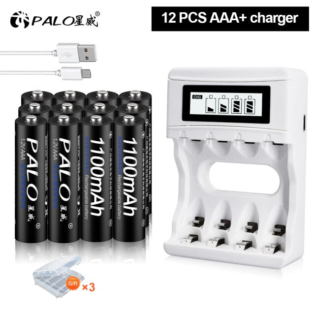 PALO 4-16Pcs 1100mAh AAA Rechargeable Battery 1.2V Ni-MH AAA Battery Rechargeable 3A Batteries Battery Rechargeable aaa Battey