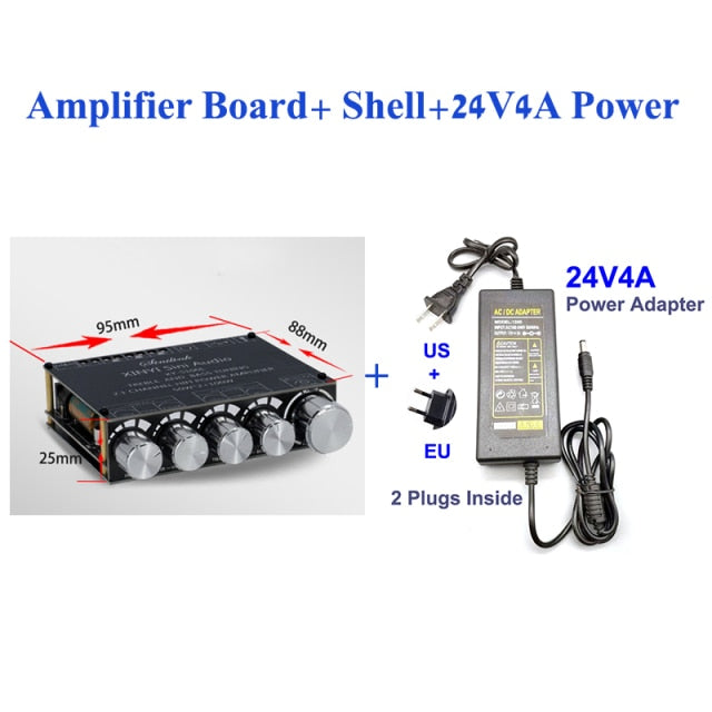 2*50W+100W Power Subwoofer Bluetooth Amplifier Board Sound Class D Home Theater Audio Stereo Equalizer AUX Amp