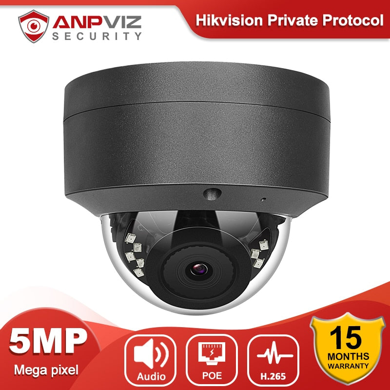 Anpviz 5MP Dome POE IP Camera Outdoor Security Built in Microphone CCTV Surveillance 2.8mm Fixed Lens Wide Angle IR 30m