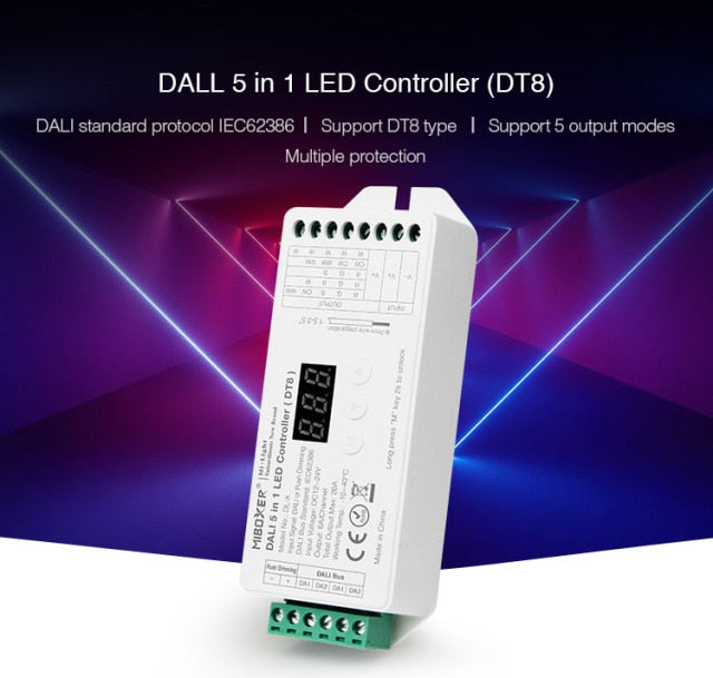 Miboxer DALI Dimming Control System (DT8) 86 DALI 5 in 1 Touch Panel LED Controller DALI Bus Power Supply DIN Rail for LED Lamps