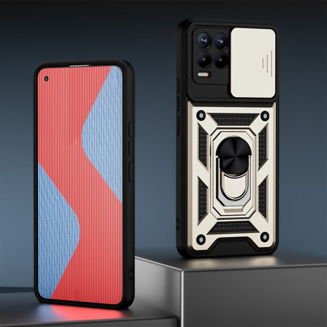 KEYSION Shockproof Case for Realme 8 Pro 5G 8i C25S C21Y Push Pull Camera Protection Phone Cover for OPPO A95 A94 A74 12 A15 A16