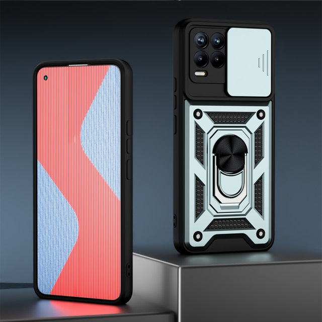 KEYSION Shockproof Case for Realme 8 Pro 5G 8i C25S C21Y Push Pull Camera Protection Phone Cover for OPPO A95 A94 A74 12 A15 A16