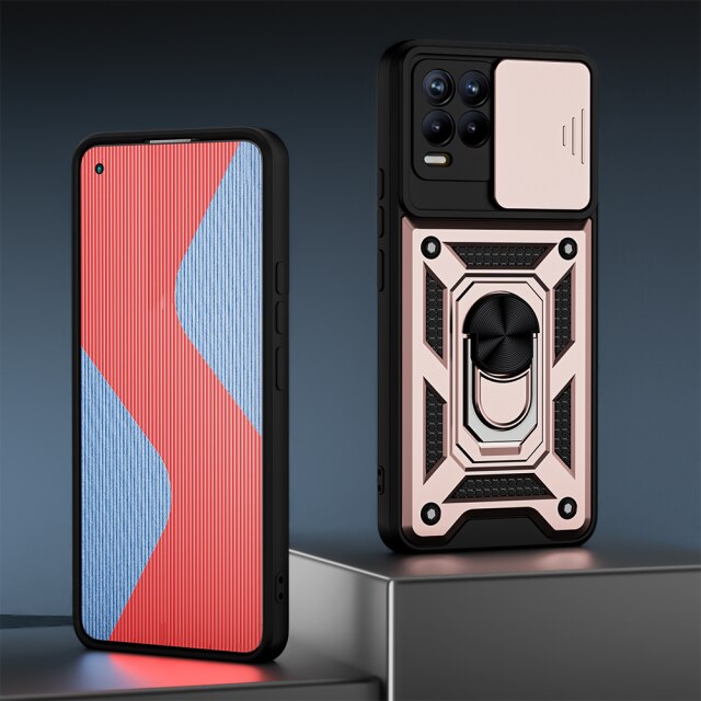 KEYSION Shockproof Case for Realme 8 Pro 5G 8i C25S C21Y Push Pull Camera Protection Phone Cover for OPPO A95 A94 A74 12 A15 A16