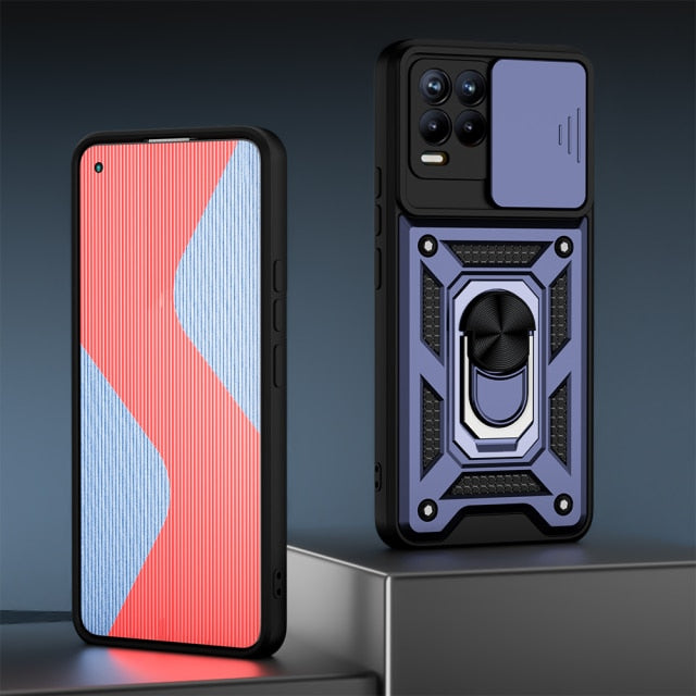 KEYSION Shockproof Case for Realme 8 Pro 5G 8i C25S C21Y Push Pull Camera Protection Phone Cover for OPPO A95 A94 A74 12 A15 A16