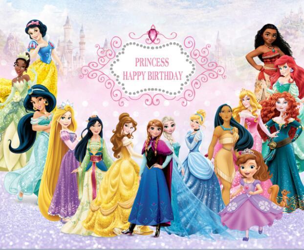 Customized Princess Cinderella Backdrop Girl Birthday Party Photo Background For Photo Studio Supplies Banner Decoration