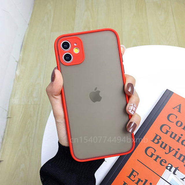 Shockproof Armor Matte Case For iPhone 13 12 11 Pro Xs Max XR X 6 7 8 Plus SE Mini Luxury Silicone Bumper Clear Hard Cover Funda