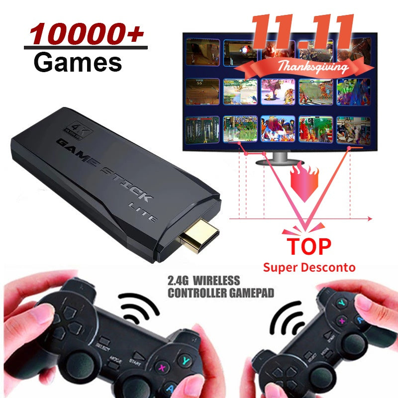 Video Game Console 64G Built-in 10000 Games Retro handheld Game Console Wireless Controller Game Stick For PS1/GBA Kid Xmas Gift