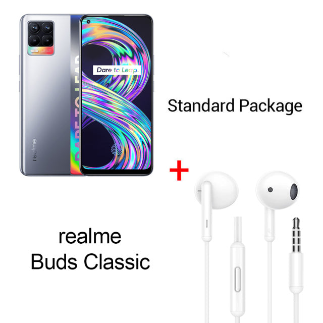 Global Version realme 8 6.4&quot;FHD+ AMOLED Display 6/8GB 128GB  64MP Quad Camera Helio G95 5000mAh Battery 30W Charge  Mobile Phone