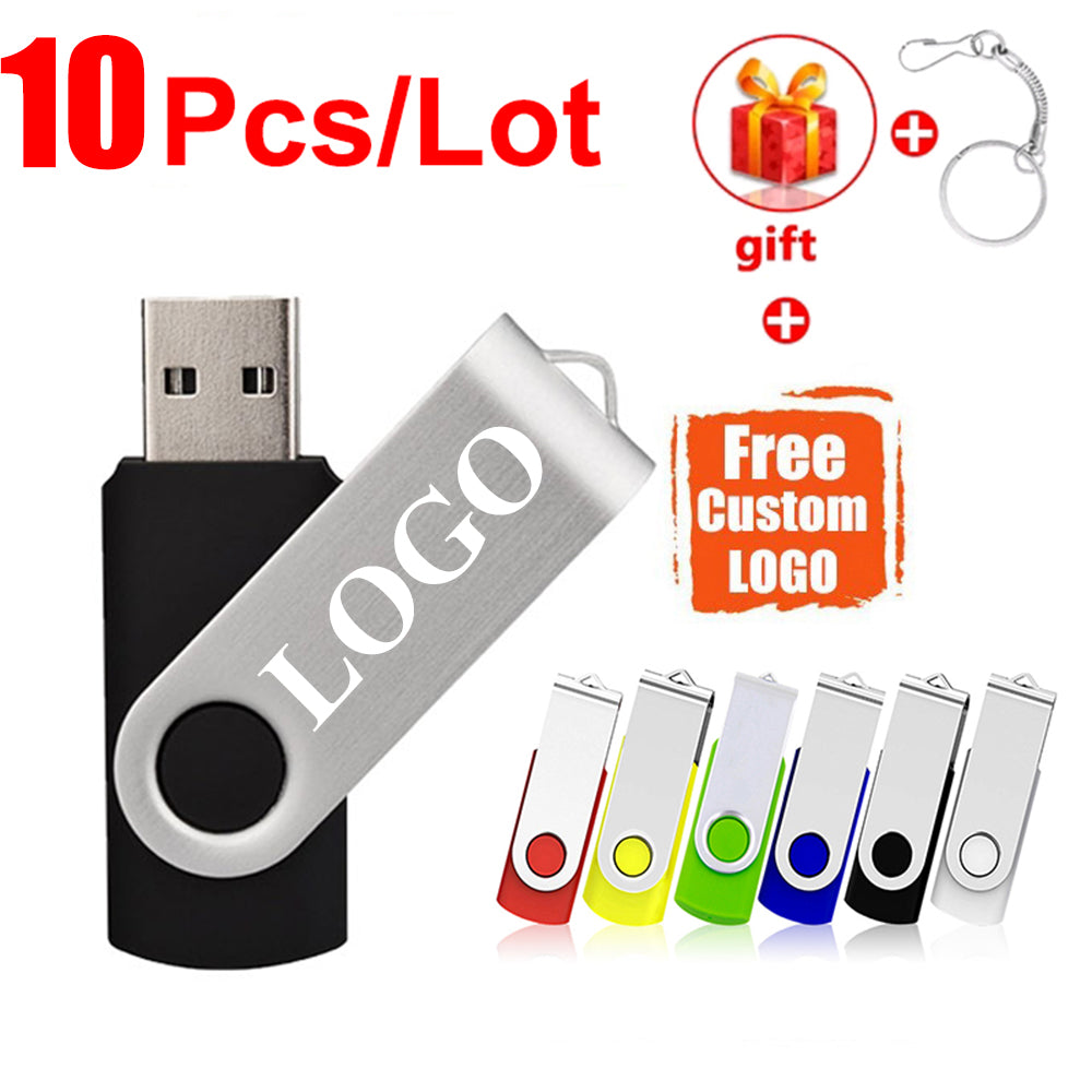 10Piece Free Custom USB Flash Drives 4GB 8GB 16GB Pen drive 32GB 64GB USB Sticks Pendrive 128MB 256MB 512MB Gift Memory Sticks