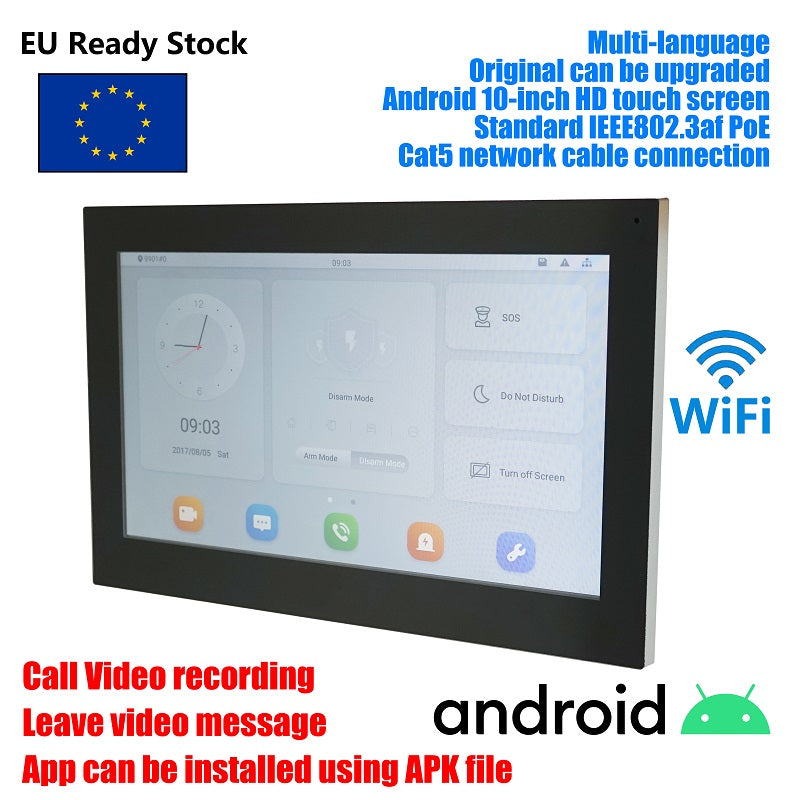 DH logo VTH5341G-W PoE(802.3af) Android 10-inch digital indoor monitor, Video Intercom monitor,wired doorbell monitor