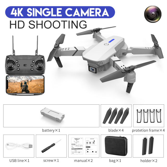 2022 New Quadcopter E88 Pro WIFI FPV Drone With Wide Angle HD 4K 1080P Camera Height Hold RC Foldable Quadcopter Dron Gift Toy