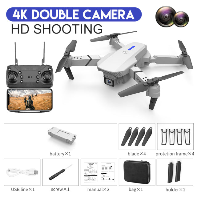 2022 New Quadcopter E88 Pro WIFI FPV Drone With Wide Angle HD 4K 1080P Camera Height Hold RC Foldable Quadcopter Dron Gift Toy