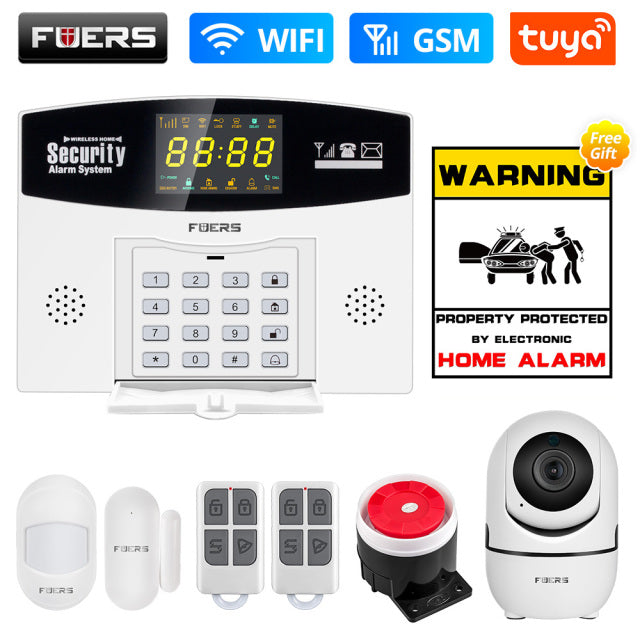 Fuers Tuya Smart Alarm System WIFI Burglar Alarm Smart Home GSM Alarm System with Color LCD Display Home Security Motion Sensor
