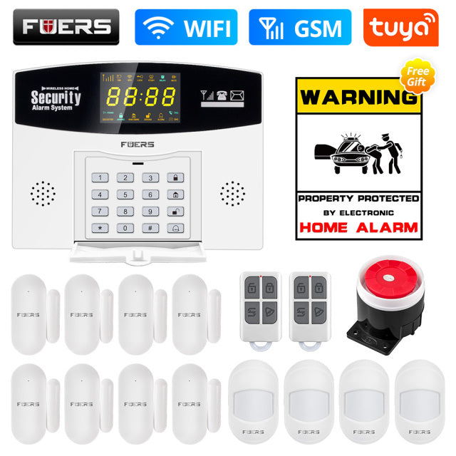 Fuers Tuya Smart Alarm System WIFI Burglar Alarm Smart Home GSM Alarm System with Color LCD Display Home Security Motion Sensor