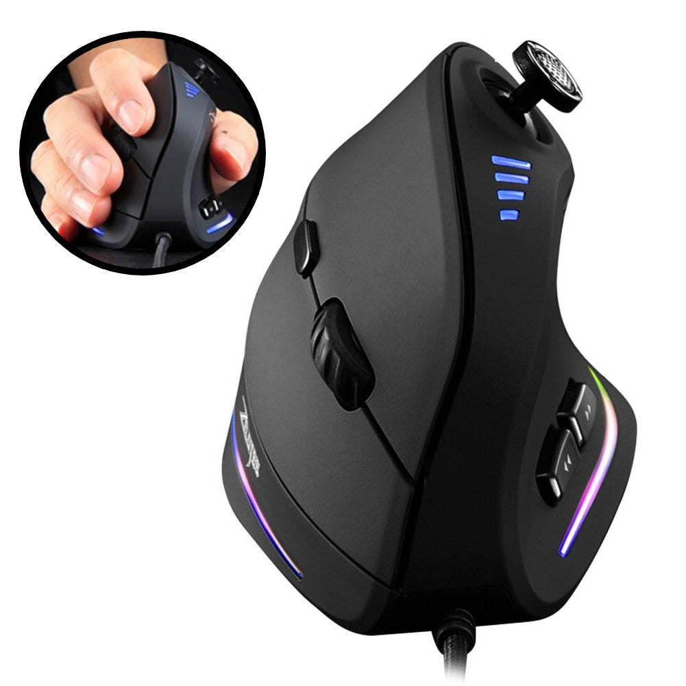 ZELOTES New Vertical Gaming Mouse Programmable 11 Buttons USB Wired RGB Optical Remote Ergonomic Mouse Gamer Mice For PUBG LOL