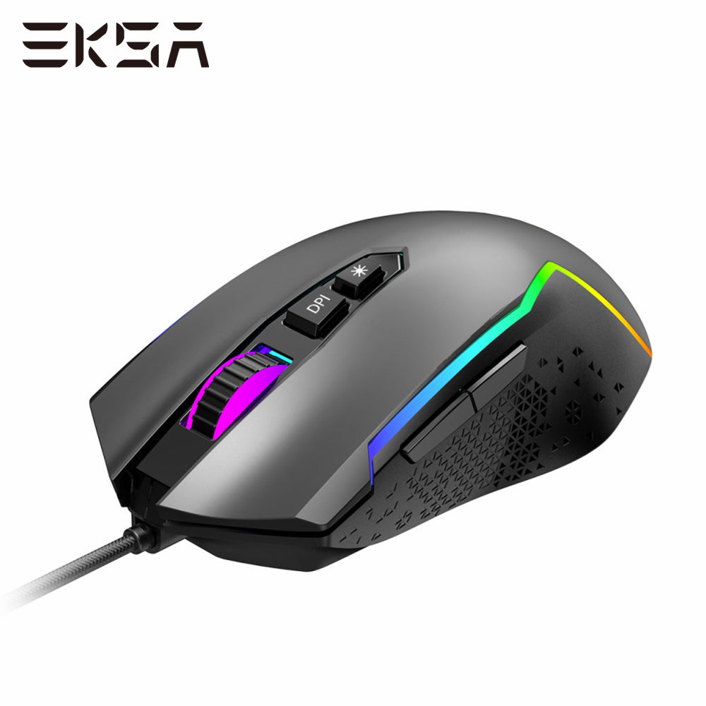 EKSA EM100 USB PC Gaming Mouse RGB 8000DPI LED Optical Wired Mouse for Computer Gamer Mice Mause with 7 Programmable Buttons