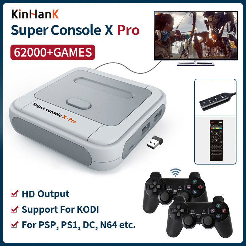 Super Console X Pro S905X HD WiFi Output Mini TV Video Game Player For PSP/PS1/N64/DC Games Dual System Built-in 62000+ Games