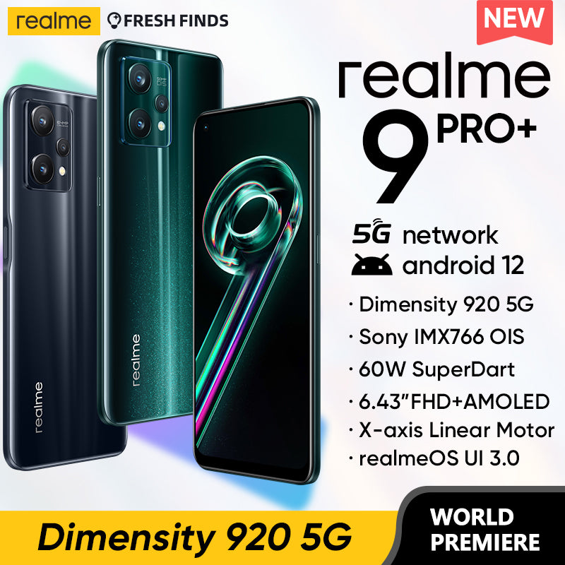 realme 9 pro plus World premiere Dimensity 920 5G Mobile phone realme UI 3.0 New system Android 12