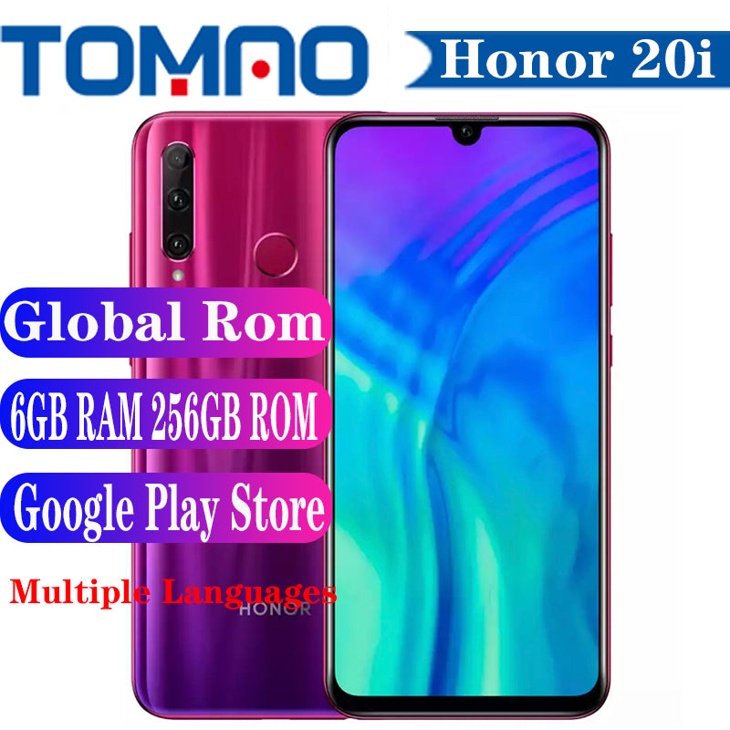 Official Global Rom Honor 20i 10i Smartphone 6.21inch 6GB RAM 64GB 256GB ROM 3400mAh Hisilicon Kirin 710 24MP Camera Google Play