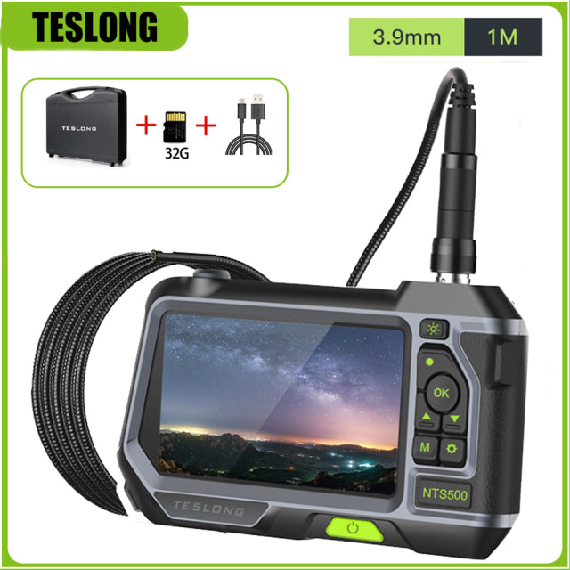 TESLONG NTS500 5.0&quot; LCD Screen 5.5mm Dual Lens Endoscope Camera HD 1080P Digital Videoscope Pipe Car Inspection Borescope 32GB