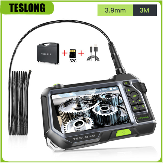 TESLONG NTS500 5.0&quot; LCD Screen 5.5mm Dual Lens Endoscope Camera HD 1080P Digital Videoscope Pipe Car Inspection Borescope 32GB