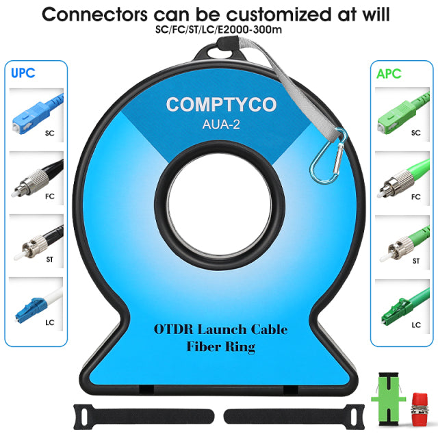 COMPTYCO SC/FC/ST/LC-APC/UPC OTDR Dead Zone Eliminator,Fiber Rings 300M Fiber Optic OTDR Launch Cable Box SC/APC-SC/APC