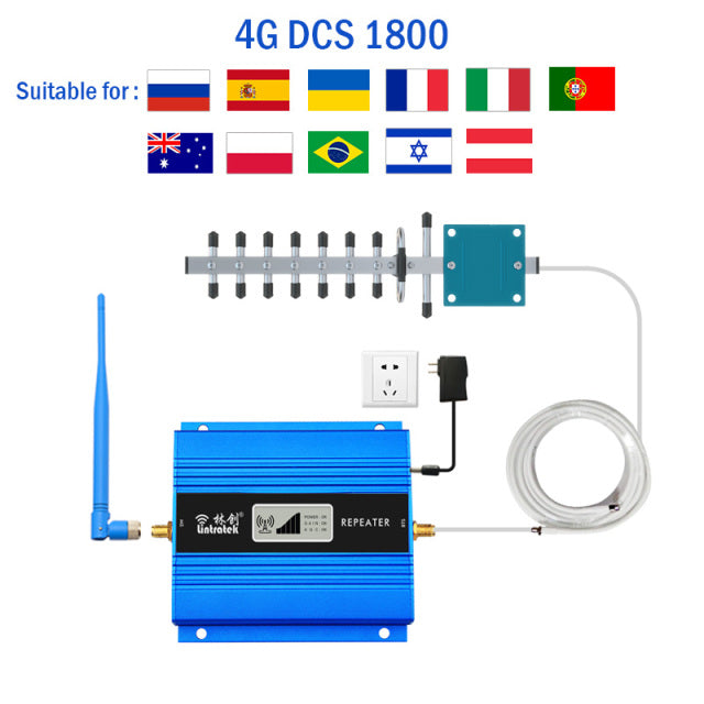 Lintratek 2G 3G 4G Cellular Amplifier GSM 900 LTE 1800 WCDMA 2100MHz Network  Data Cellphone Booster Full Kit Repeater+Antenna