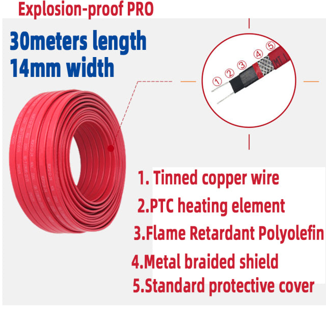 220V 230V 240V No need Controller Water-proof Self Regulating Heating Cable, Prevent Pipe Freeze Heat Trace System