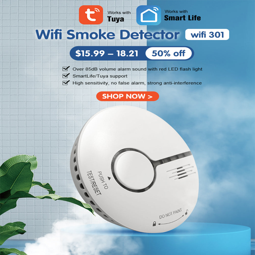 Tuya Smart Home Wifi Smoke Detector Smart Fire Alarm Sensor Wireless Gas Detector Tuya Smoke Smart Life For Home Kitchen