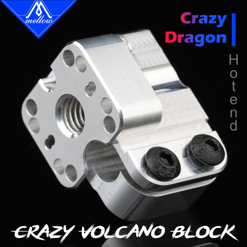 Mellow NF-Crazy-Volcano Heater Block Copper/Aluminum For 3D Printer NF-Crazy Hotend Dragon Hotend Volcano Nozzle