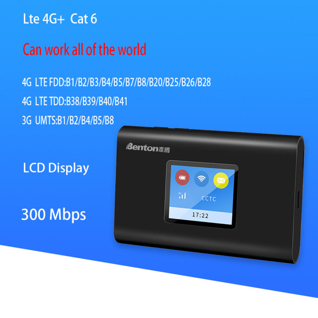 Benton M100 Unlock Portable Wireless Router Modem 4G+ Lte Cat 6 300Mbp ...