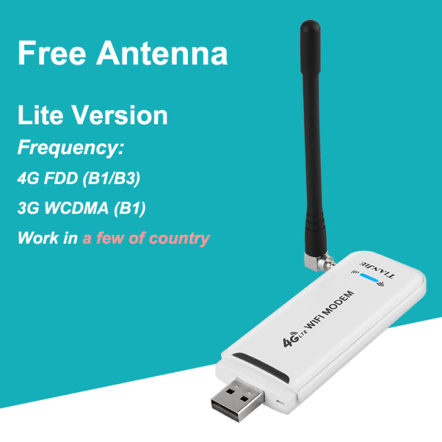 4G SIM Card Data Wifi Modem LTE USB Router+1*Antenna Unlock/Wireless Mobile CAR Network Stick Adapter 3G Hotspot Dongle FDD/TDD