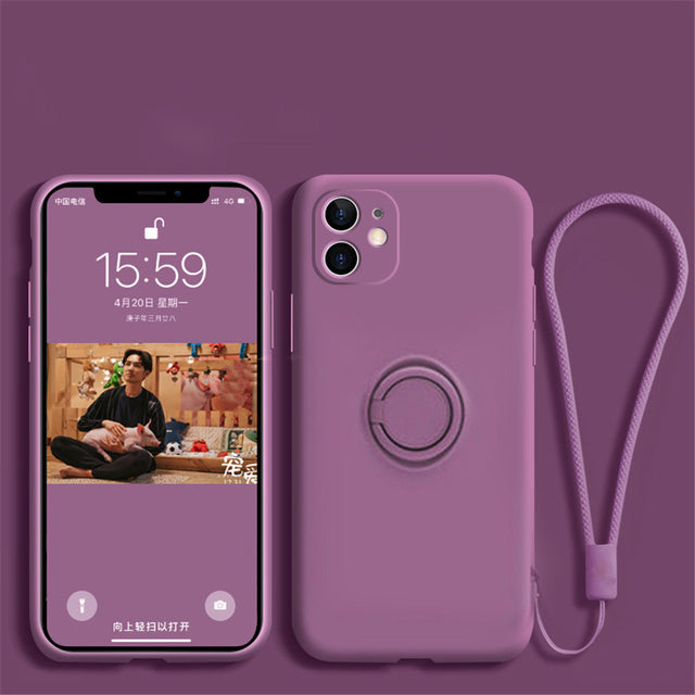 Phone Case For Xiaomi Redmi Note 10 10S 4G Pro Max Liquid Sofe Silicagel Shockproof 3 in 1 With Ring Holder Wristband Back Cover