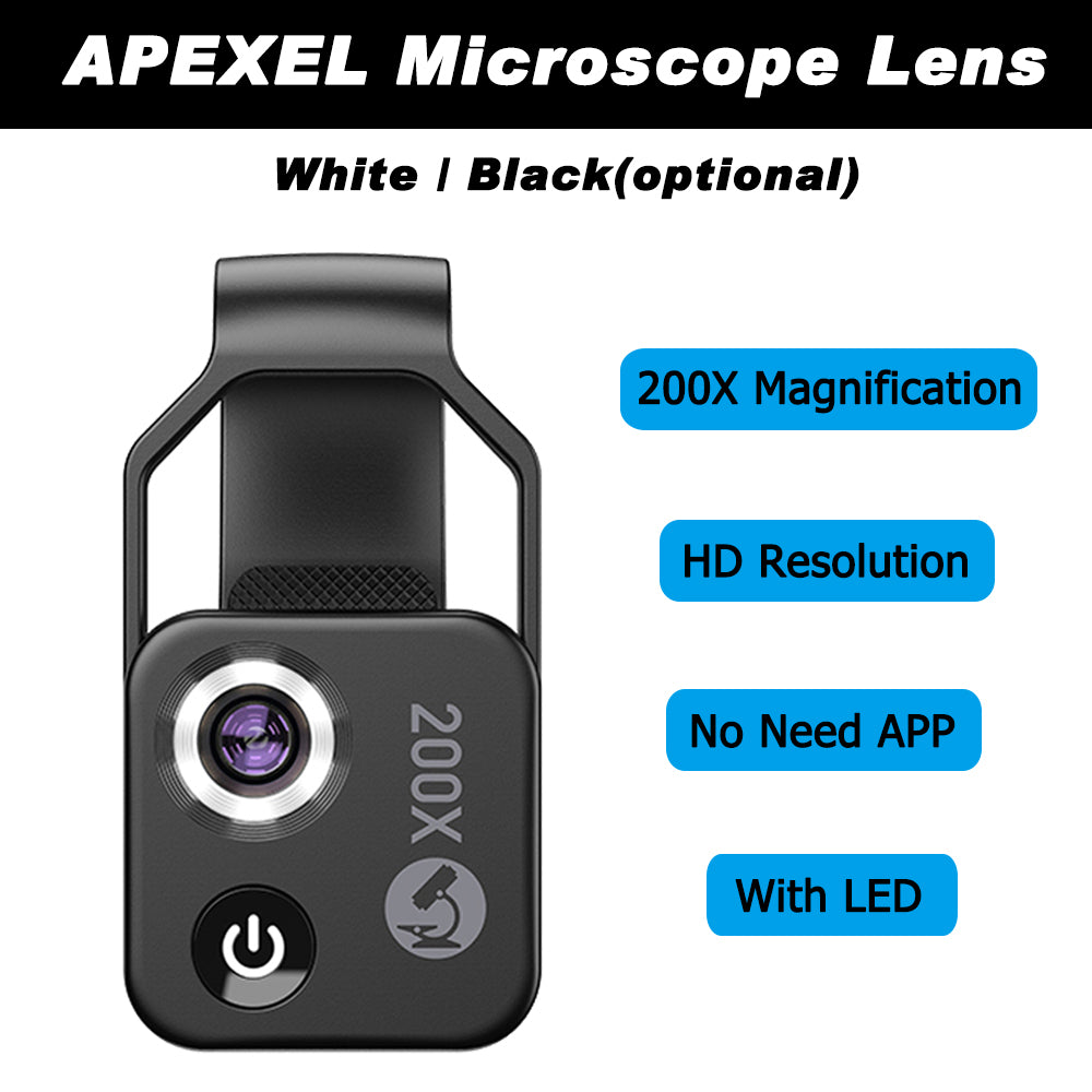 APEXEL 200X Magnification Microscope Lens for Phone Camera Lens Phone Mobile Macro Lens for Iphone12 for Huawei Smartpho