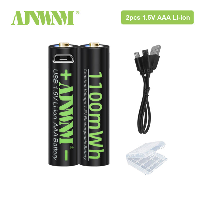 AJNWNM 1100mWh 1.5V AAA Lithium Rechargeable USB Battery AAA 1.5V Li-ion Battery For Remote control Wireless mouse aaa battery