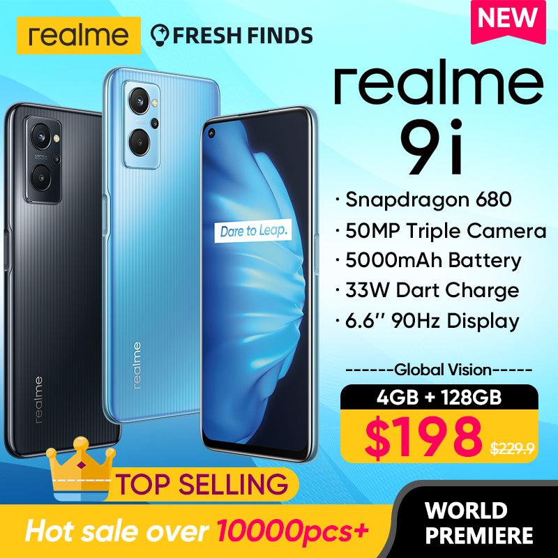 Global Version realme 9i Smartphone Snapdragon 680 6.6inch 90Hz Display 50MP Camera 5000mAh Battery 33W Charger