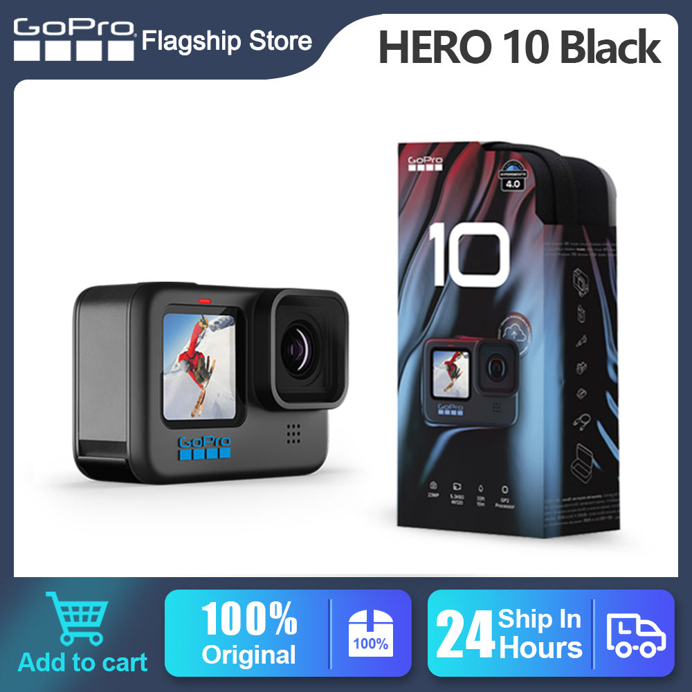 GoPro HERO 10 Black Action Camera 5.3K60 4K120 Dual Screen Sports Camera 23MP GP2 Waterproof Original Product