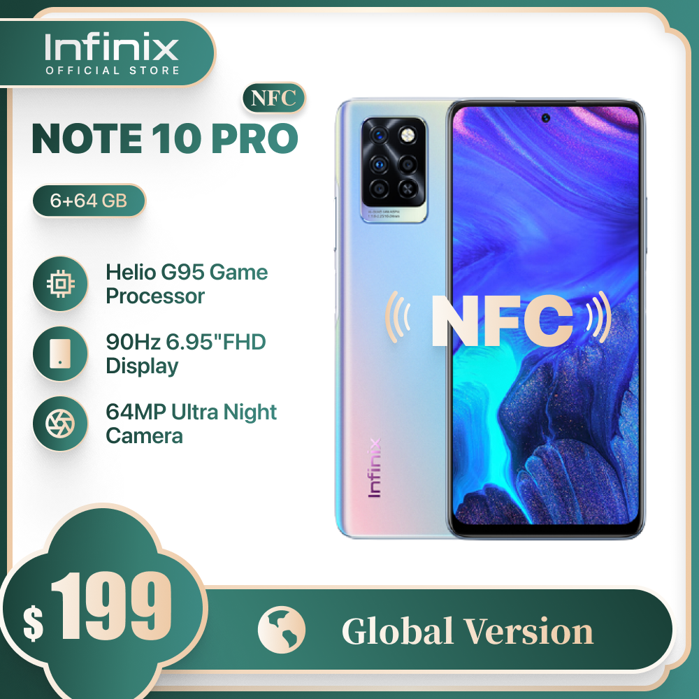 Global Version Infinix NOTE 10 PRO NFC Support 6.95&#39;&#39; Display Smartphone Helio G95 64MP Camera 33W Super Charge 5000 Battery