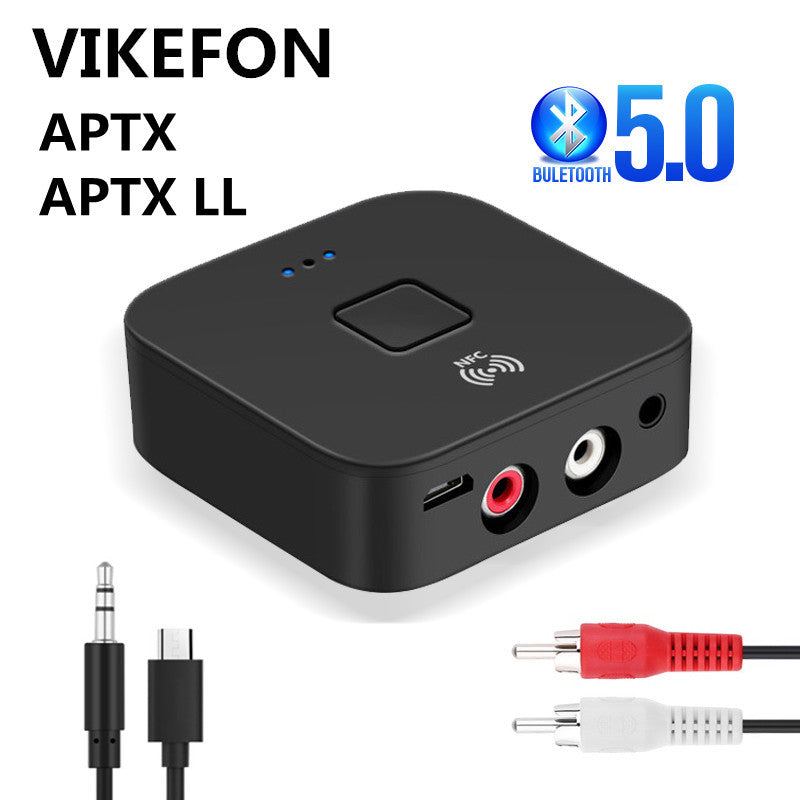 Bluetooth 5.0 Receiver APTX LL 3.5mm AUX Jack RCA Wireless Adapter &amp; Mic NFC For Car Audio Transmitter Amplifier Speaker Auto ON