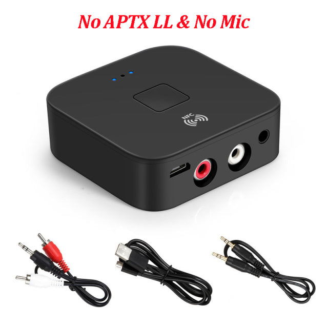 Bluetooth 5.0 Receiver APTX LL 3.5mm AUX Jack RCA Wireless Adapter &amp; Mic NFC For Car Audio Transmitter Amplifier Speaker Auto ON