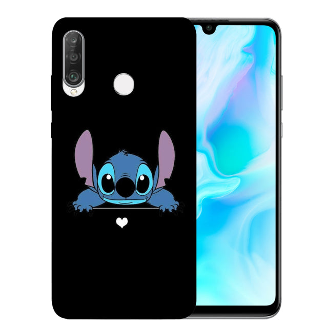 Cute cartoon stitch Case For Huawei P50 P20 P30 P40 Lite E Mate 10 20 Lite Pro Black Soft Cover