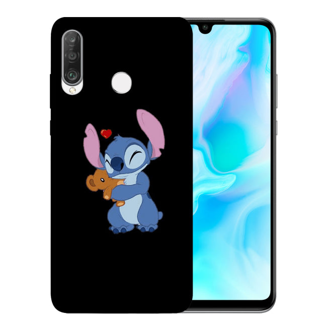 Cute cartoon stitch Case For Huawei P50 P20 P30 P40 Lite E Mate 10 20 Lite Pro Black Soft Cover