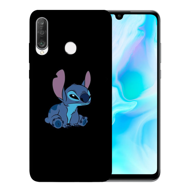 Cute cartoon stitch Case For Huawei P50 P20 P30 P40 Lite E Mate 10 20 Lite Pro Black Soft Cover