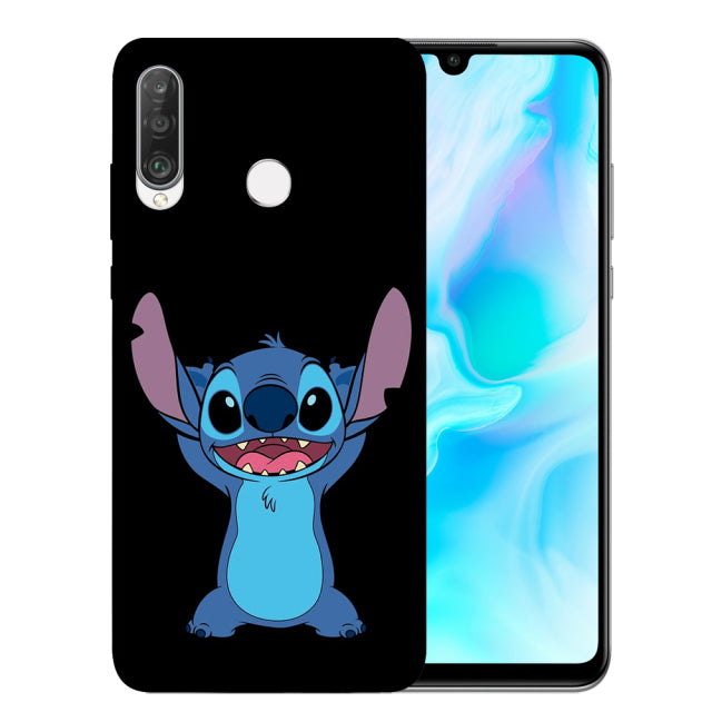 Cute cartoon stitch Case For Huawei P50 P20 P30 P40 Lite E Mate 10 20 Lite Pro Black Soft Cover