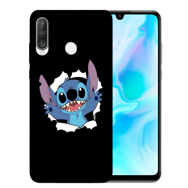 Cute cartoon stitch Case For Huawei P50 P20 P30 P40 Lite E Mate 10 20 Lite Pro Black Soft Cover