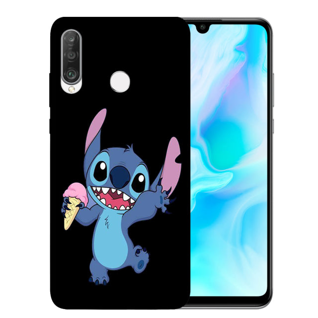 Cute cartoon stitch Case For Huawei P50 P20 P30 P40 Lite E Mate 10 20 Lite Pro Black Soft Cover