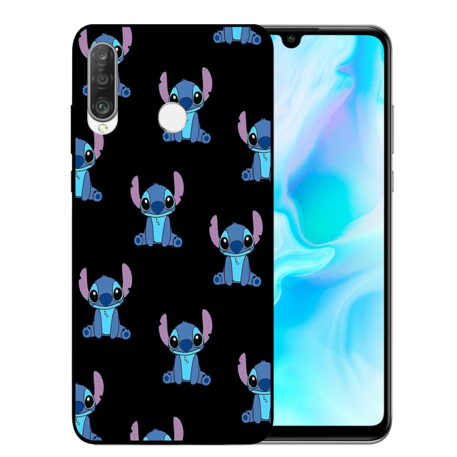 Cute cartoon stitch Case For Huawei P50 P20 P30 P40 Lite E Mate 10 20 Lite Pro Black Soft Cover